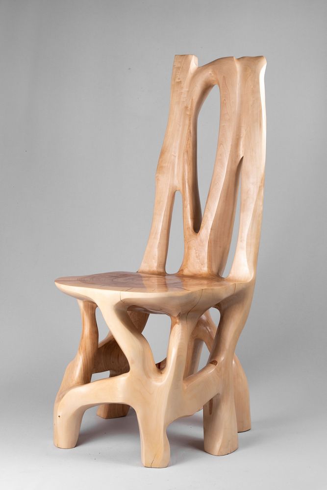 Chaises - Chaise, sculpture fonctionnelle sculptée dans une seule pièce de bois - LOGNITURE