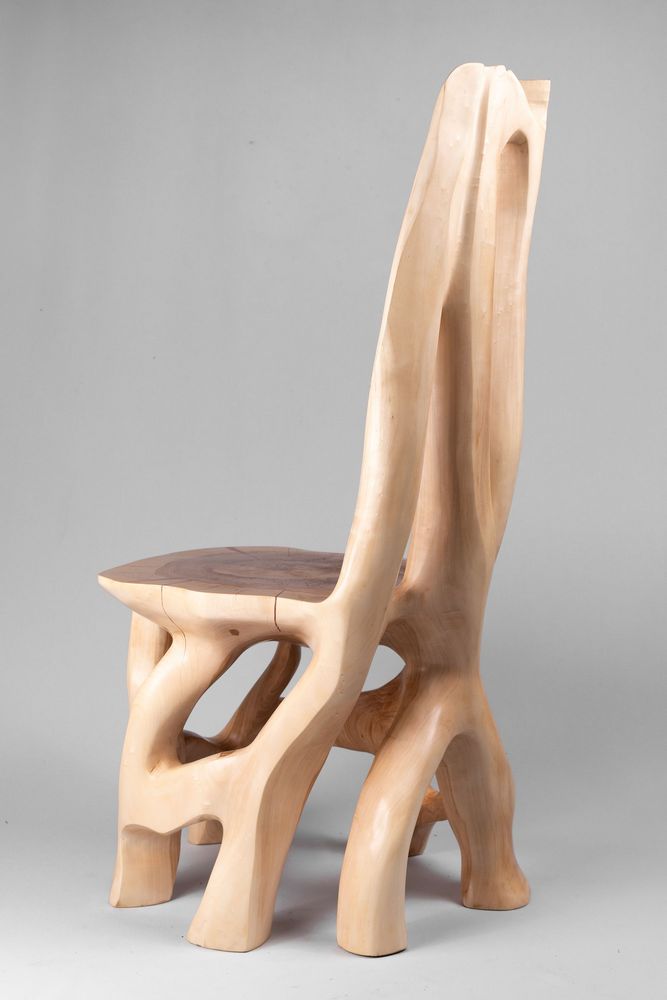 Chaises - Chaise, sculpture fonctionnelle sculptée dans une seule pièce de bois - LOGNITURE
