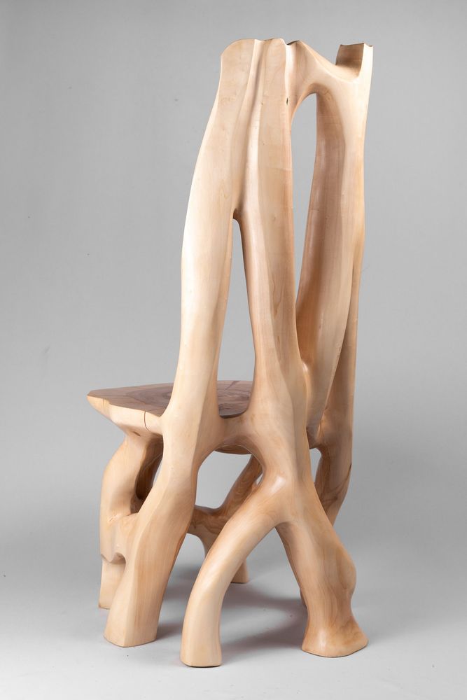 Chaises - Chaise, sculpture fonctionnelle sculptée dans une seule pièce de bois - LOGNITURE