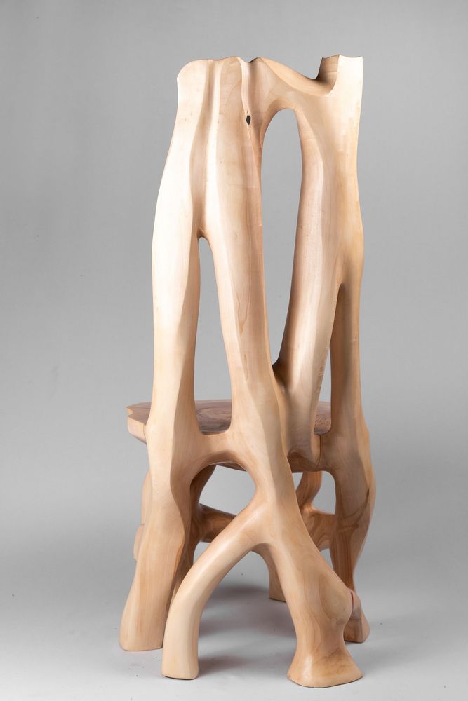 Chaises - Chaise, sculpture fonctionnelle sculptée dans une seule pièce de bois - LOGNITURE