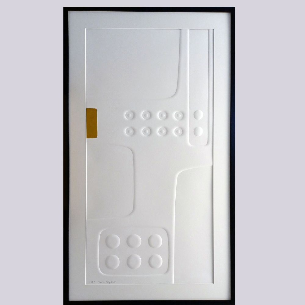 Paintings - engraving and embossing white on white 65 cm x 115 cm - FOUCHER-POIGNANT