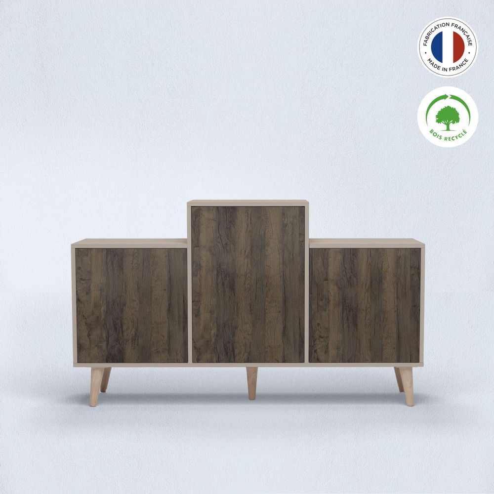 Buffets - Meuble de rangement GRAND EX AEQUO 3 portes - Chêne Vintage - YZON