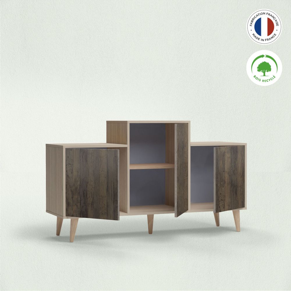 Buffets - Meuble de rangement GRAND EX AEQUO 3 portes - Chêne Vintage - YZON