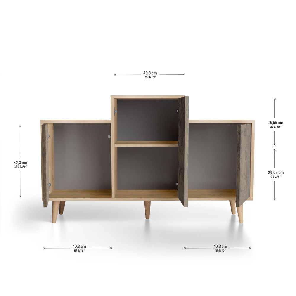 Buffets - Meuble de rangement GRAND EX AEQUO 3 portes - Chêne Vintage - YZON