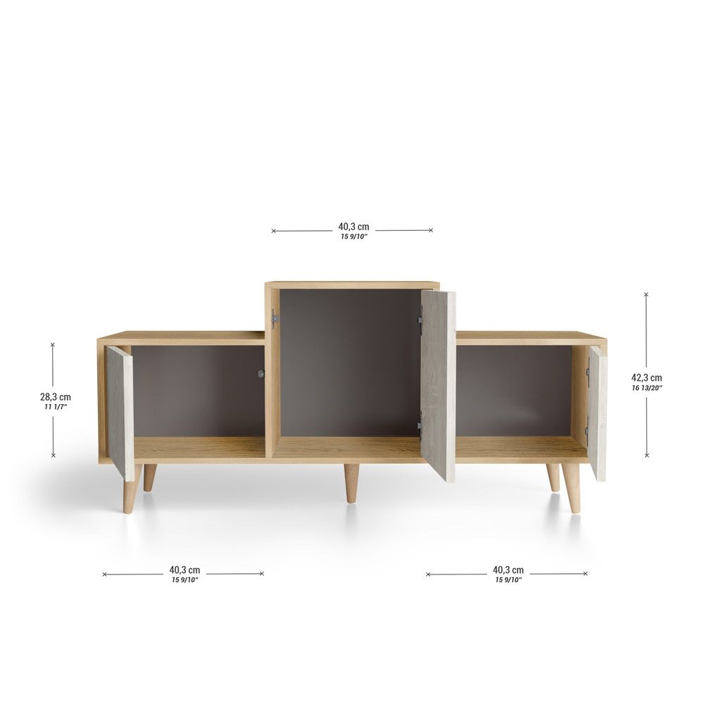 Buffets - Meuble de rangement EX AEQUO 3 portes Pin Cap Ferret - YZON