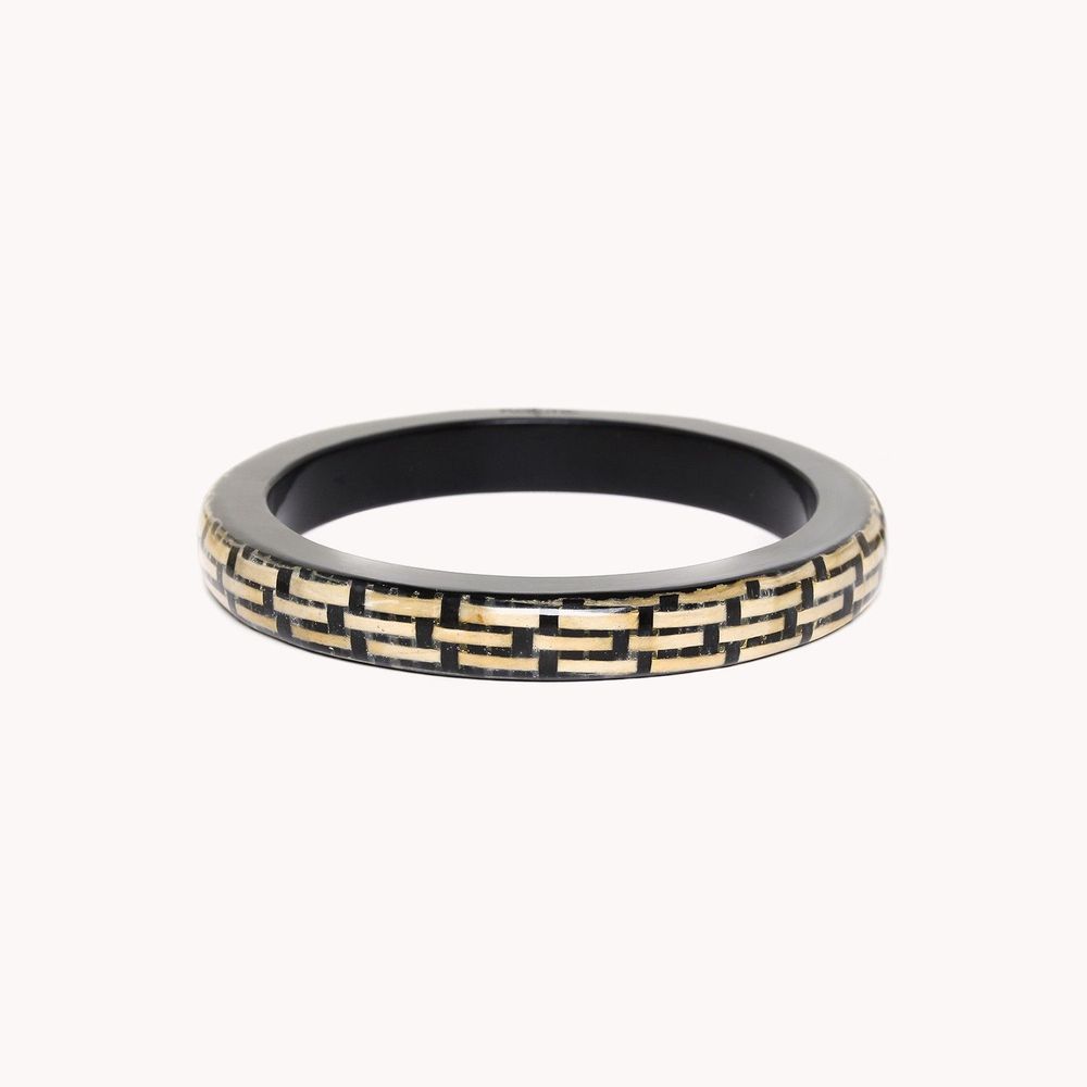 Bijoux - Bracelet rigide noir & blanc - Madam Bogolan - NATURE BIJOUX