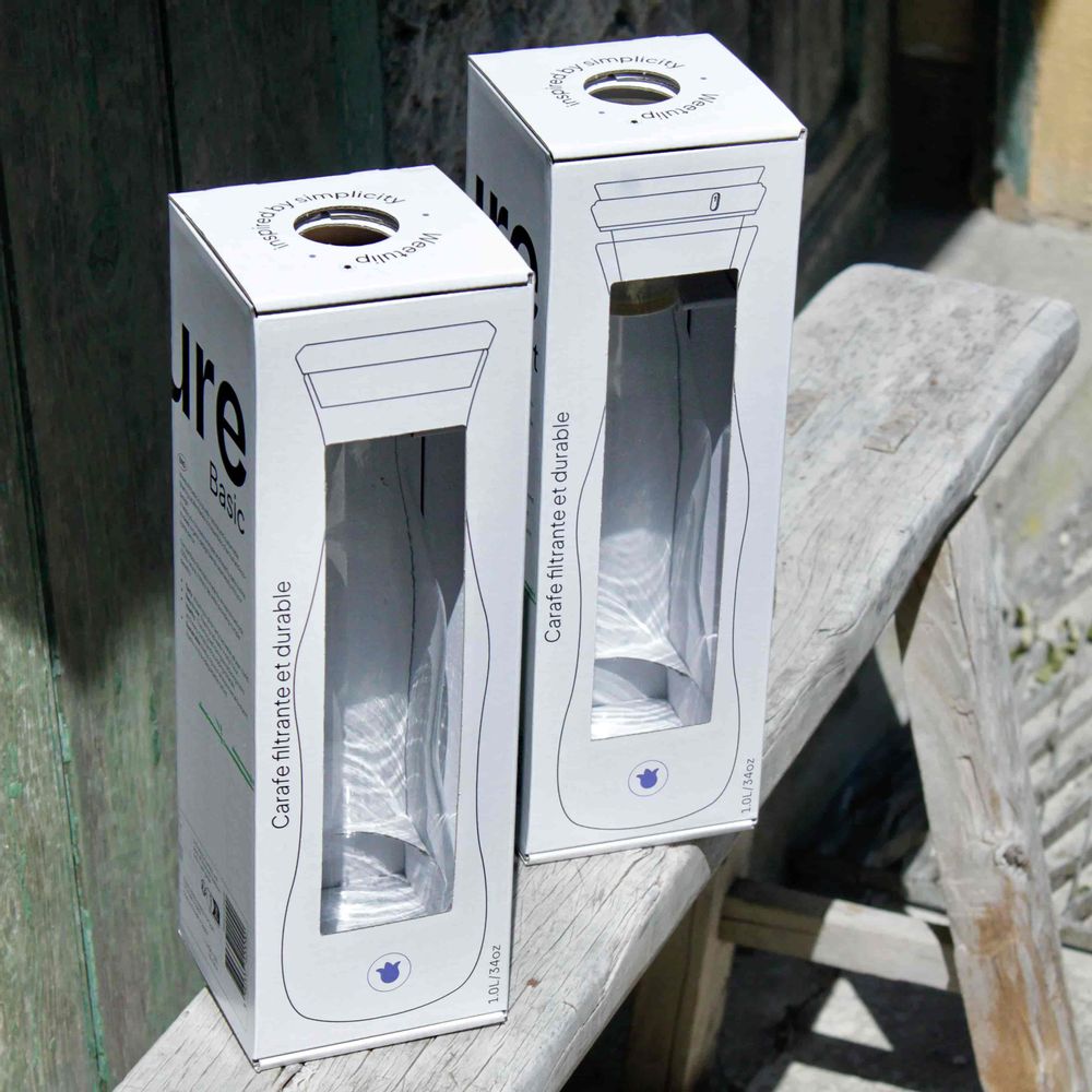 Ustensiles de cuisine - Carafe filtrante en verre - suivi charbon actif - blanc - 1L - WEETULIP - CARAFE FILTRANTE NATURELLE