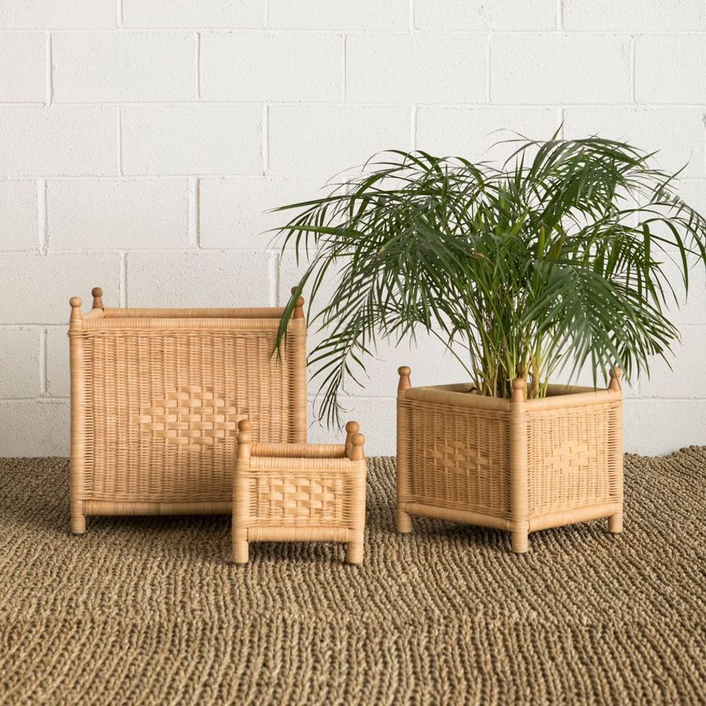 Objets de décoration - Jardinière Carré en Rotin BAHAMA Set 3 - MAHE HOMEWARE