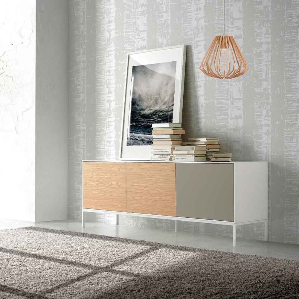Sideboards - White wood, oak and white steel sideboard - ANGEL CERDÁ