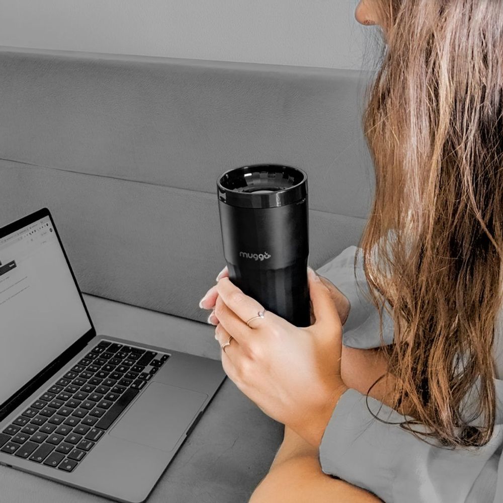 Objets design - Muggo Travel & Office Mug voyage transportable sans fuite contrôle de température noir charge téléphone - OUI SMART