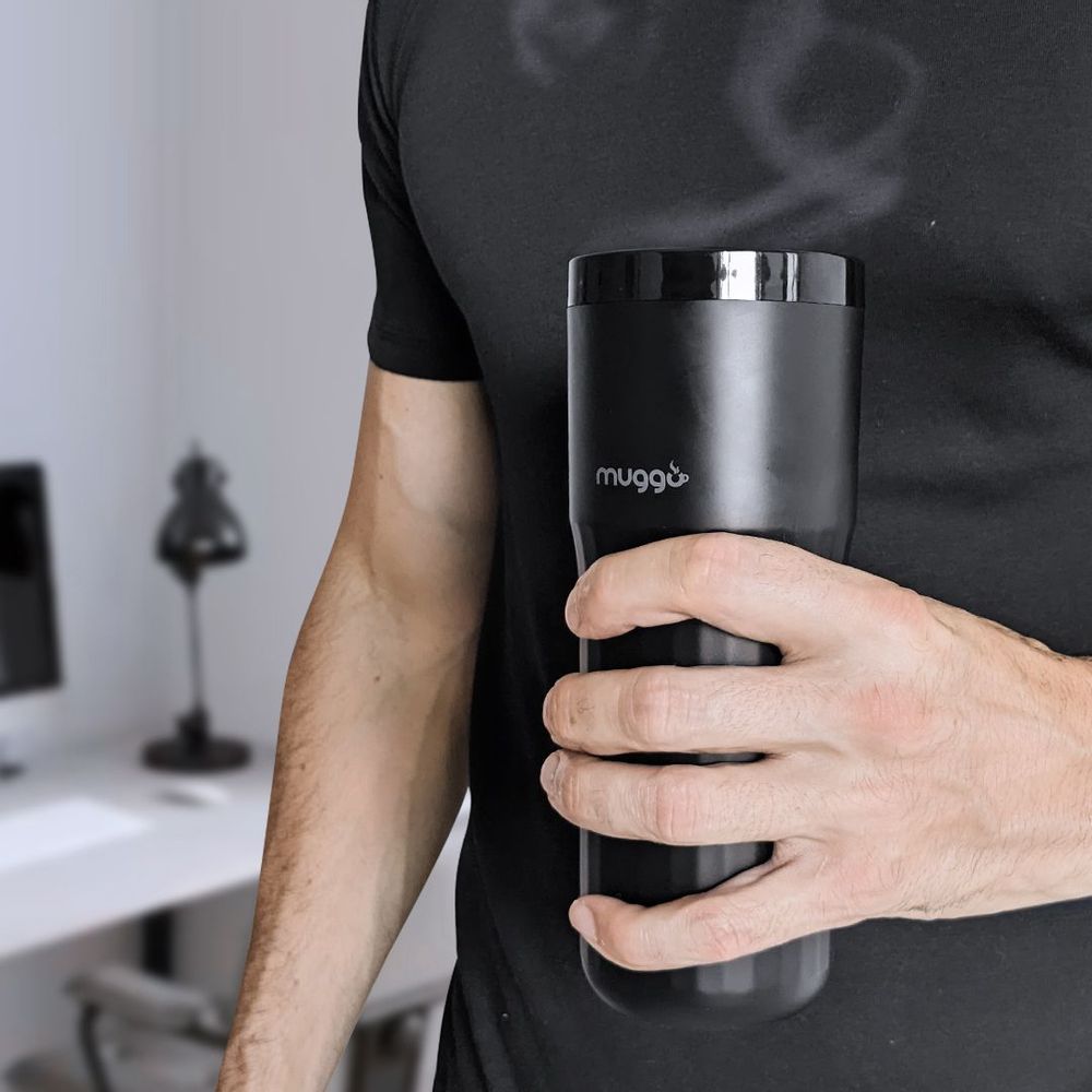 Objets design - Muggo Travel & Office Mug voyage transportable sans fuite contrôle de température noir charge téléphone - OUI SMART