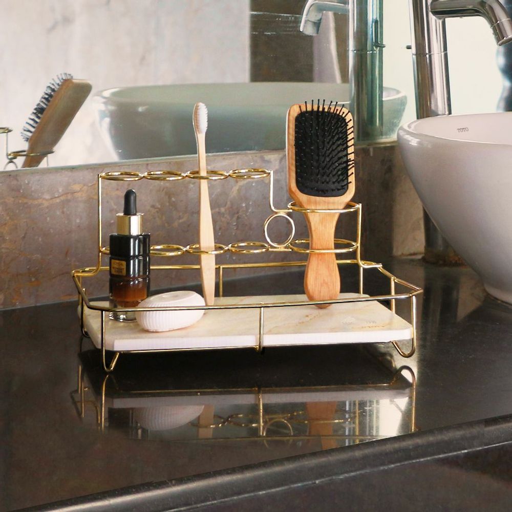 Installation accessories - Audia Black Gold Yellow Green Anti Odor Absorbent Stone Makeup Toothbrush Holder - OSNA