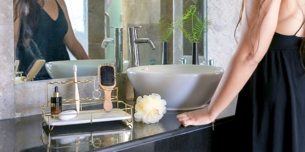 Installation accessories - Audia Black Gold Yellow Green Anti Odor Absorbent Stone Makeup Toothbrush Holder - OSNA