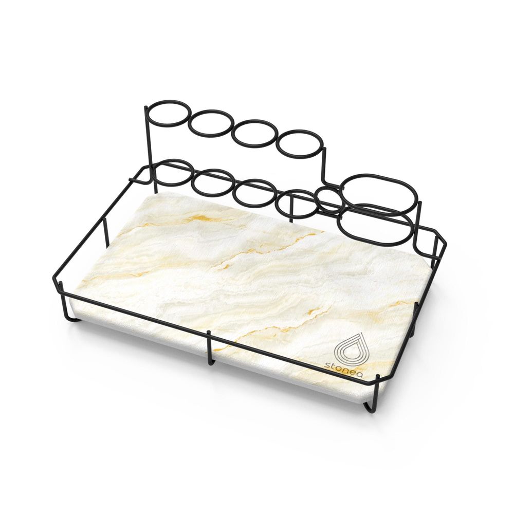 Accessoires à poser - Porte brosse à dents maquillage en pierre absorbante anti odeur noir or marbre jaune vert Audia - OSNA