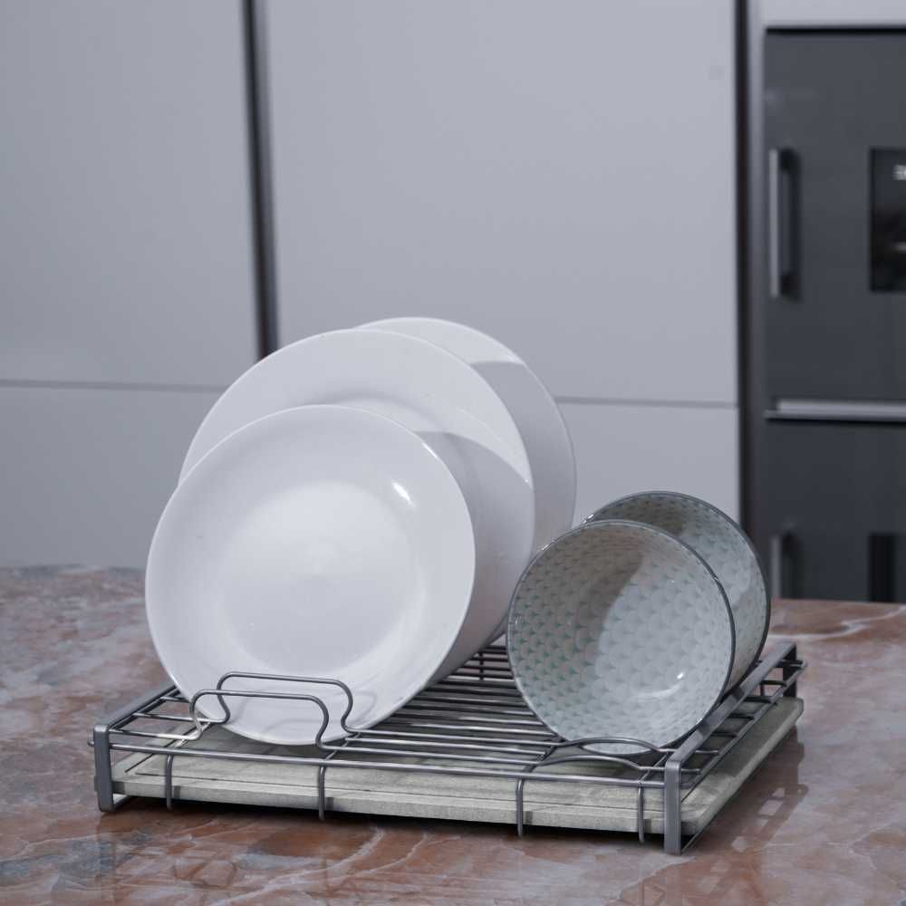 Egouttoirs - Égouttoir pour vaisselle en pierre absorbante hygiénique gris moderne rectangle Iluka - OSNA