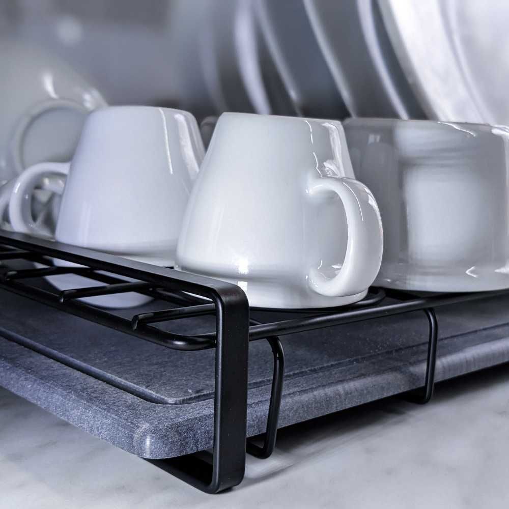 Egouttoirs - Égouttoir pour vaisselle en pierre absorbante hygiénique gris moderne rectangle Iluka - OSNA