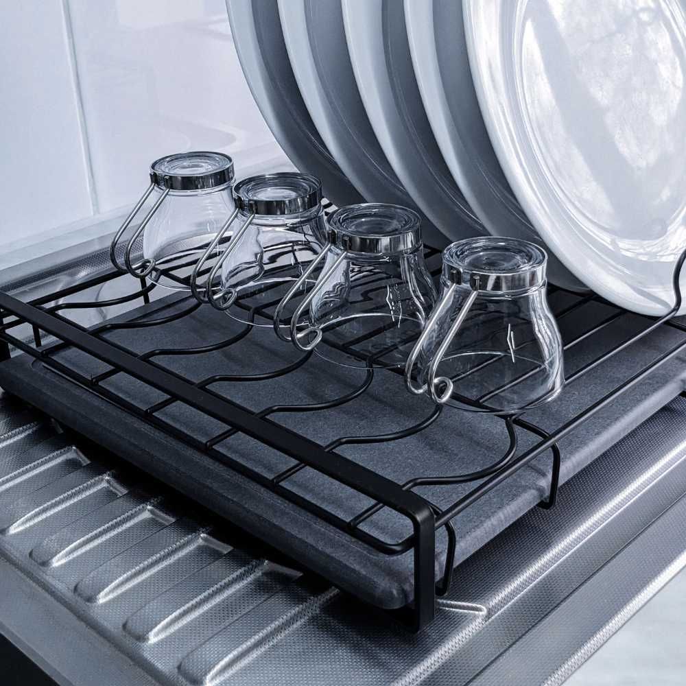 Egouttoirs - Égouttoir pour vaisselle en pierre absorbante hygiénique gris moderne rectangle Iluka - OSNA
