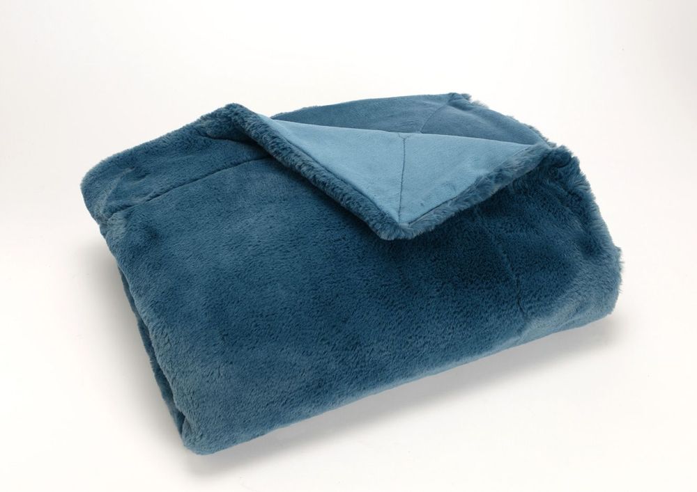 Throw blankets - PLAID LUXE BLUE NUIT 130X170   - - AMADEUS