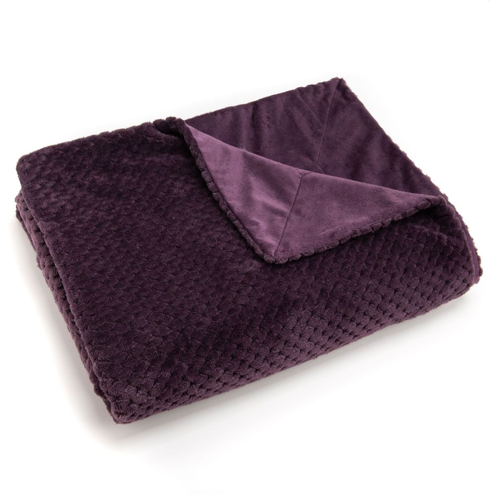 Throw blankets - PLAID DAMIER PRUNE 130X170 - - AMADEUS