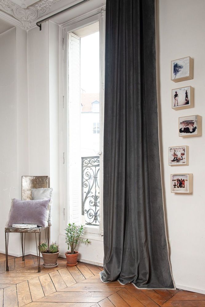 Curtains and window coverings - MEDICIS curtain 130x280cm MEDICIS ANTHRACITE - EN FIL D'INDIENNE...