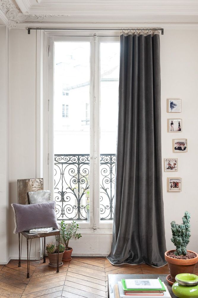 Curtains and window coverings - MEDICIS curtain 130x280cm MEDICIS ANTHRACITE - EN FIL D'INDIENNE...