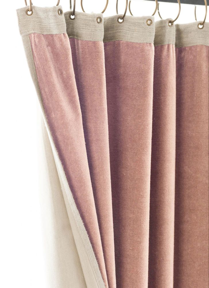 Rideaux et voilages - MEDICIS rideau occultant en velours de coton130x280cm ROSE POUDRE - EN FIL D'INDIENNE...