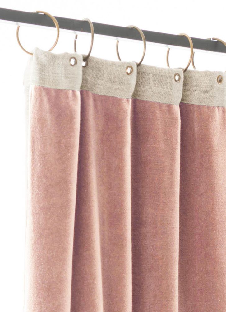 Rideaux et voilages - MEDICIS rideau occultant en velours de coton130x280cm ROSE POUDRE - EN FIL D'INDIENNE...