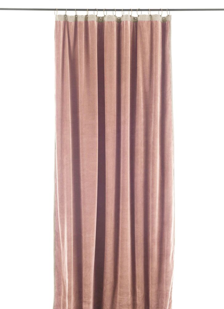 Rideaux et voilages - MEDICIS rideau occultant en velours de coton130x280cm ROSE POUDRE - EN FIL D'INDIENNE...