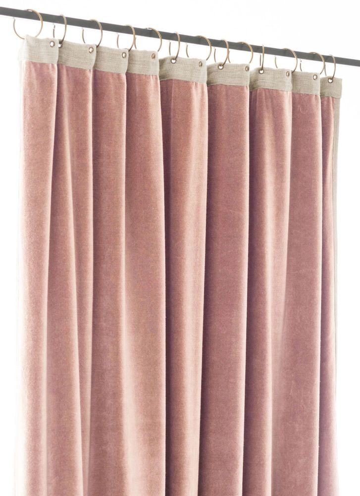 Rideaux et voilages - MEDICIS rideau occultant en velours de coton130x280cm ROSE POUDRE - EN FIL D'INDIENNE...