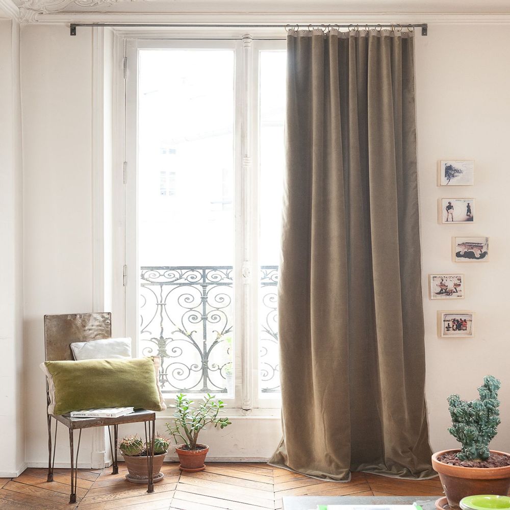 Rideaux et voilages - MEDICIS rideau occultant en velours de coton 130x280cm MOUSSE - EN FIL D'INDIENNE...
