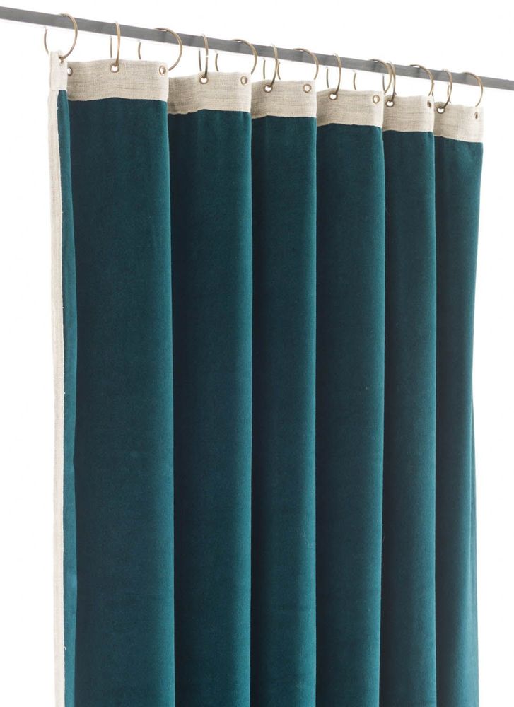 Curtains and window coverings - MEDICIS Cotton Velvet Blackout Curtain 130x280 cm ORAGE BLUE - EN FIL D'INDIENNE...