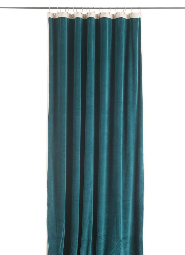 Curtains and window coverings - MEDICIS Cotton Velvet Blackout Curtain 130x280 cm ORAGE BLUE - EN FIL D'INDIENNE...