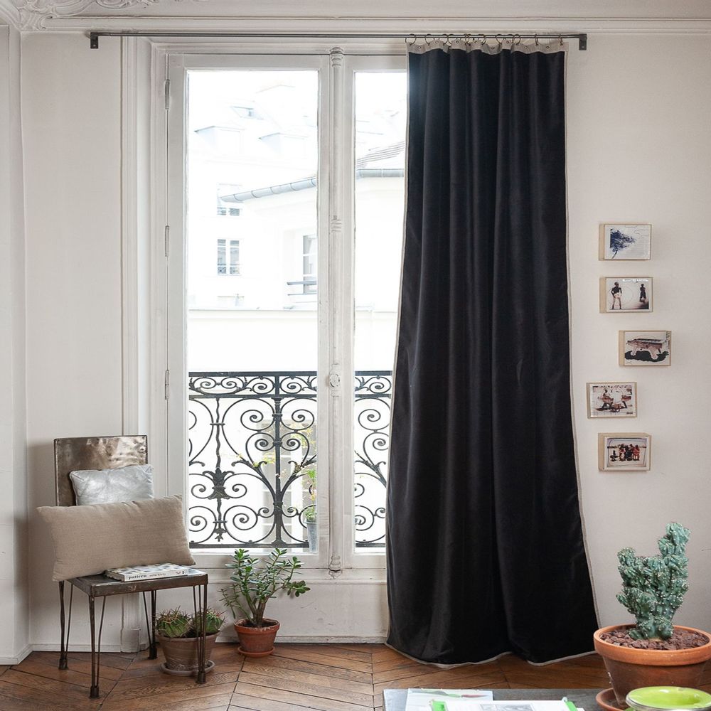 Curtains and window coverings - MEDICIS BELUGA cotton velvet blackout curtain 130x280cm - EN FIL D'INDIENNE...