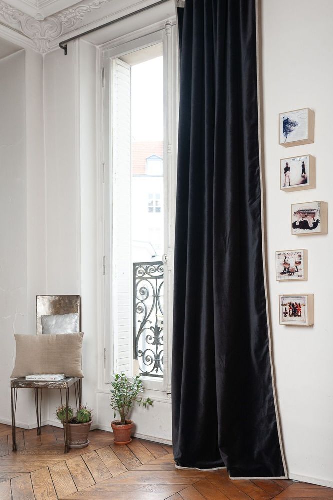 Curtains and window coverings - MEDICIS BELUGA cotton velvet blackout curtain 130x280cm - EN FIL D'INDIENNE...