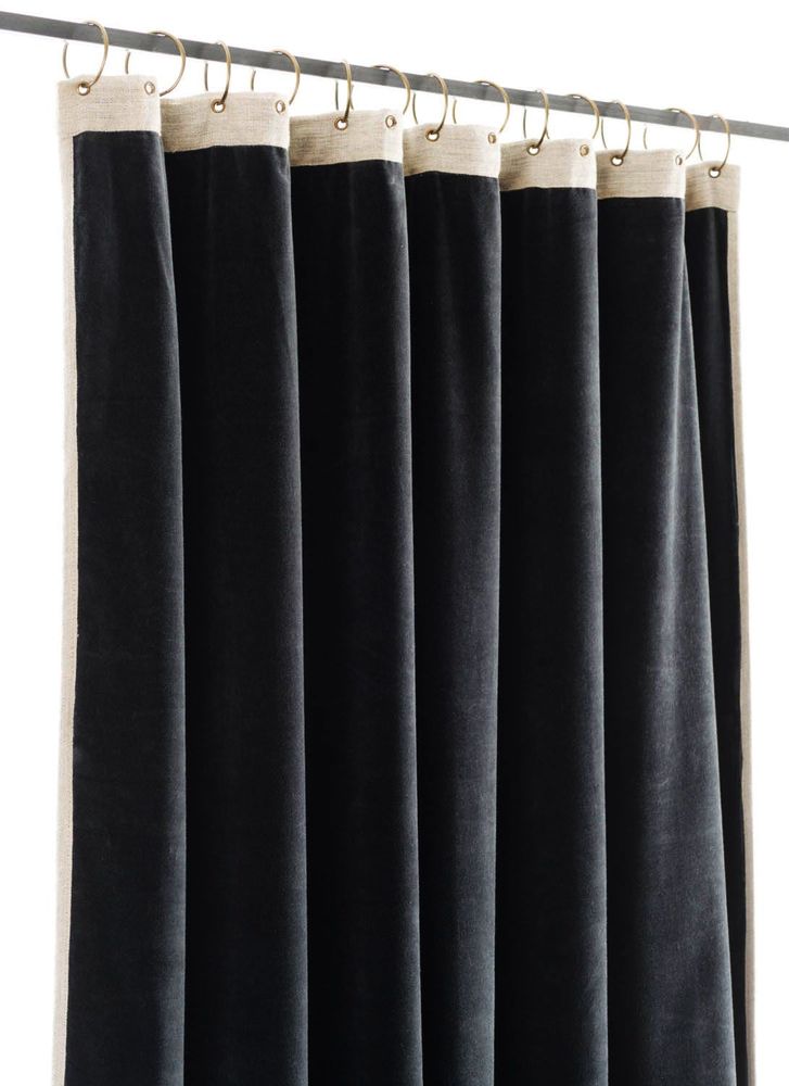 Curtains and window coverings - MEDICIS BELUGA cotton velvet blackout curtain 130x280cm - EN FIL D'INDIENNE...