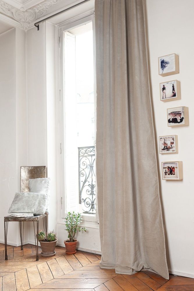 Curtains and window coverings - MEDICIS cotton velvet blackout curtain 130x280 cm BEIGE - EN FIL D'INDIENNE...