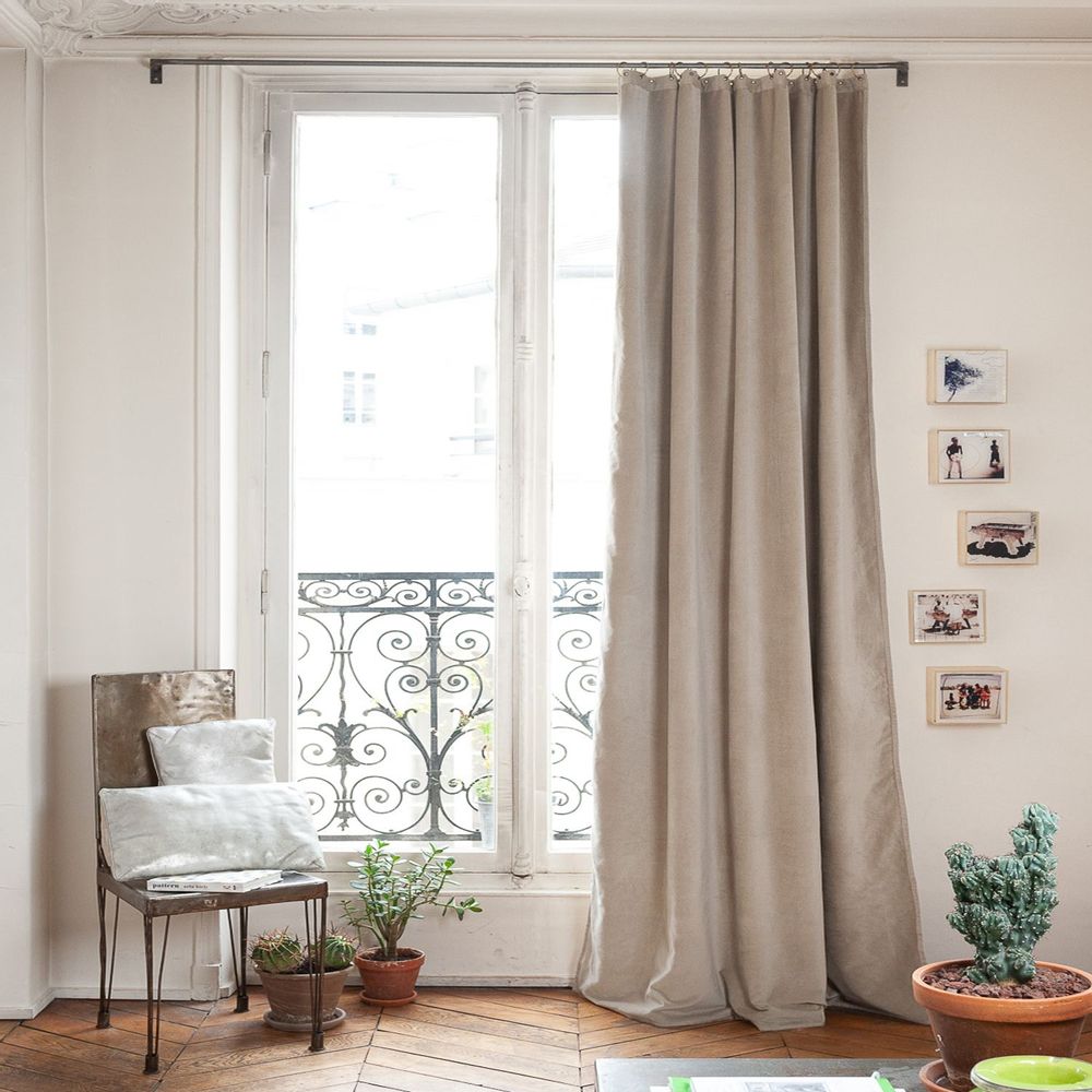Curtains and window coverings - MEDICIS cotton velvet blackout curtain 130x280 cm BEIGE - EN FIL D'INDIENNE...