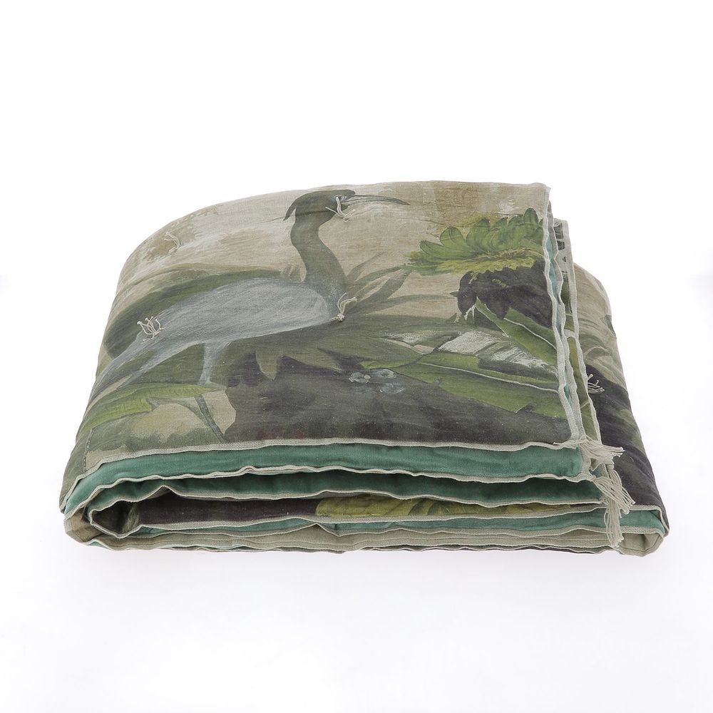 Throw blankets - COCHIN Ananbo Printed Linen Bed End 90x20 cm - CELADON - EN FIL D'INDIENNE...