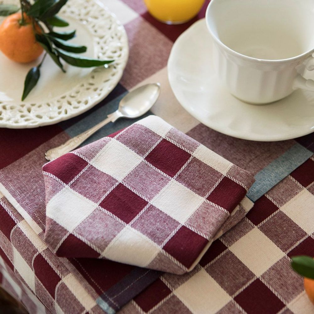 Napkins - Check Woven Cotton Napkin - MAHE HOMEWARE