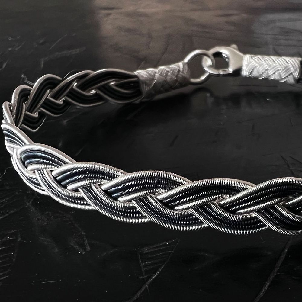 Bijoux - BRACELET TRESSE - ARGENT ET ARGENT OXYDÉ - FAIT MAIN - HOMME&FEMME - KARAWAN AUTHENTIC