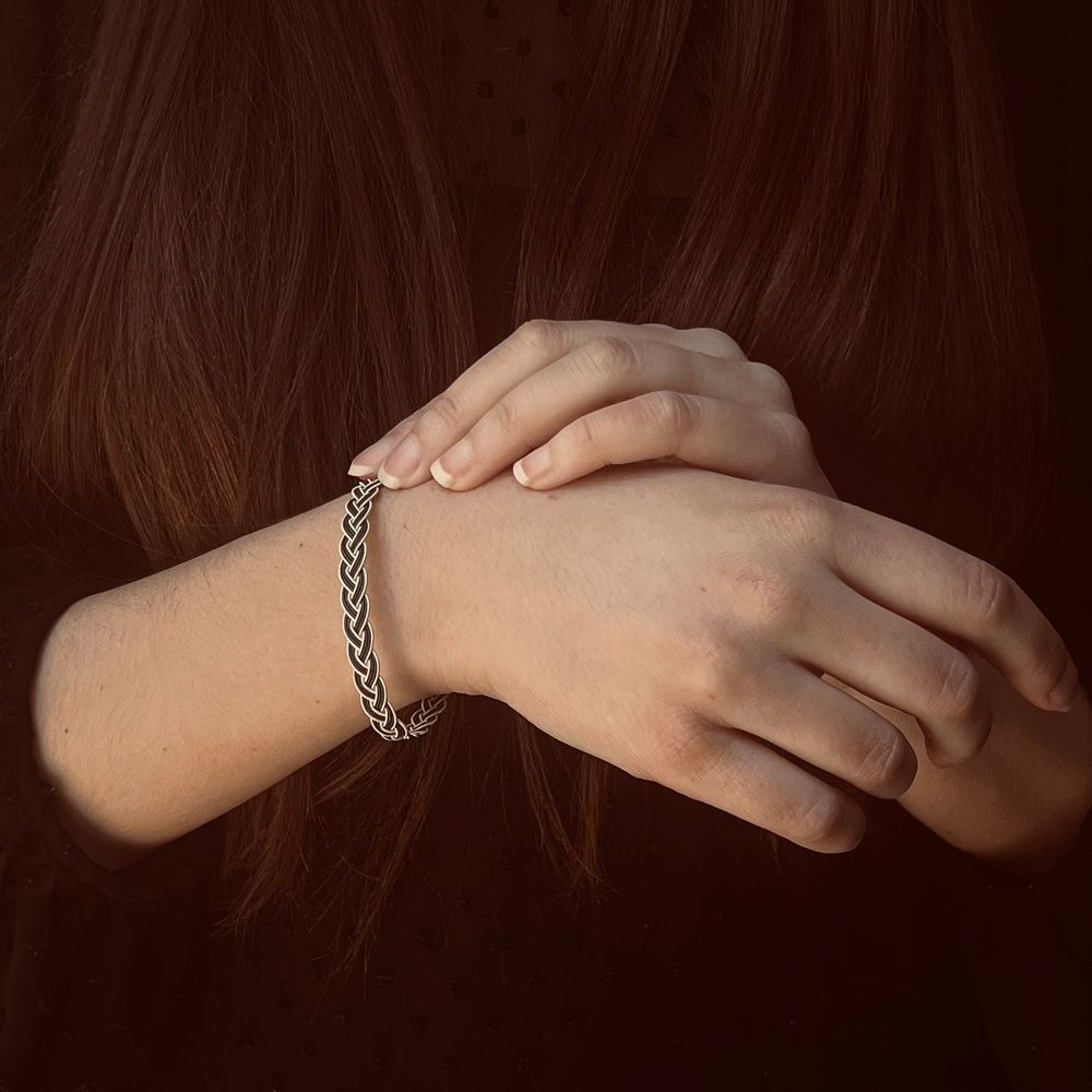 Bijoux - BRACELET TRESSE - ARGENT ET ARGENT OXYDÉ - FAIT MAIN - HOMME&FEMME - KARAWAN AUTHENTIC