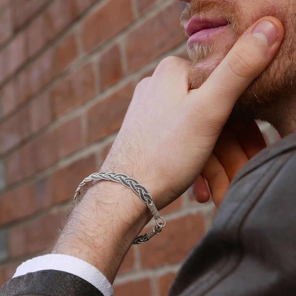 Bijoux - BRACELET TRESSE - ARGENT ET ARGENT OXYDÉ - FAIT MAIN - HOMME&FEMME - KARAWAN AUTHENTIC