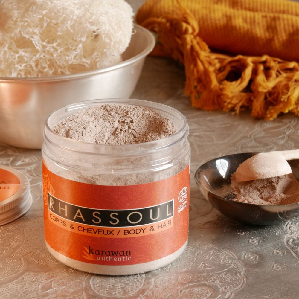 Beauty products - Rhassoul clay in powder, certified COSMOS NATURAL - KARAWAN AUTHENTIC