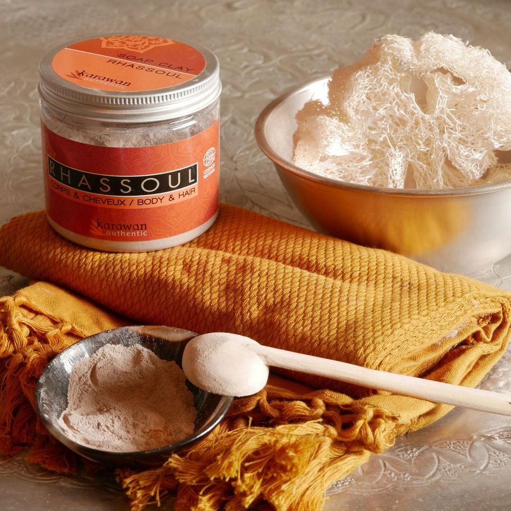 Beauty products - Rhassoul clay in powder, certified COSMOS NATURAL - KARAWAN AUTHENTIC