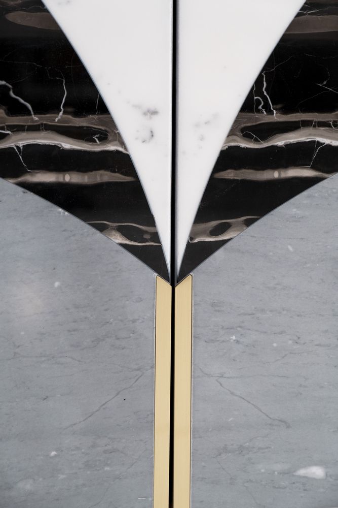 Buffets - Buffet Moderne Biloba, Marbre Bardiglio, Fabriqué à la Main au Portugal par Greenapple - GREENAPPLE DESIGN INTERIORS