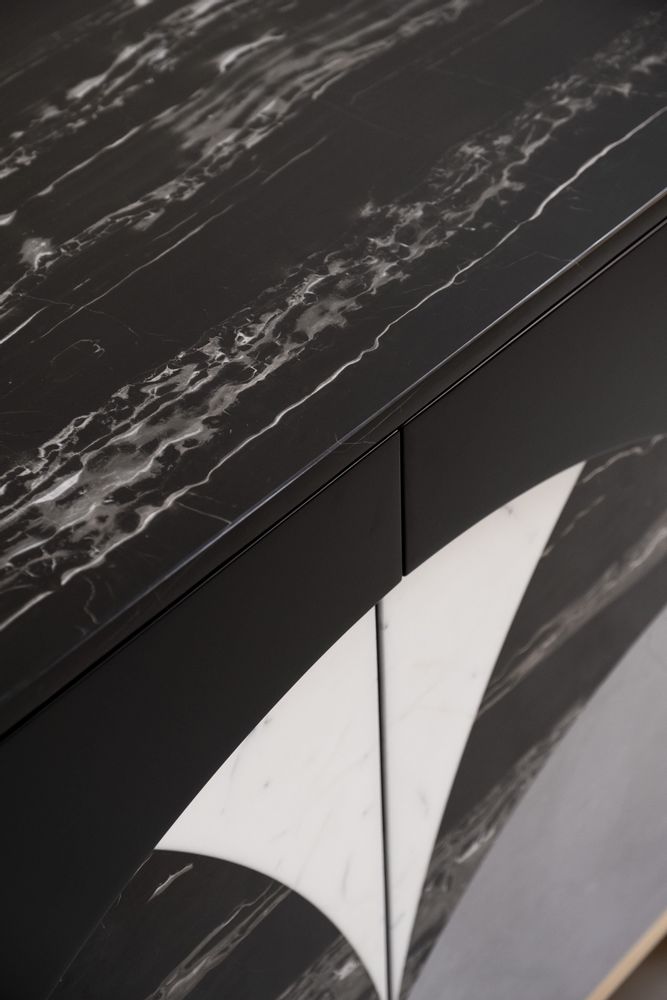 Buffets - Buffet Moderne Biloba, Marbre Bardiglio, Fabriqué à la Main au Portugal par Greenapple - GREENAPPLE DESIGN INTERIORS