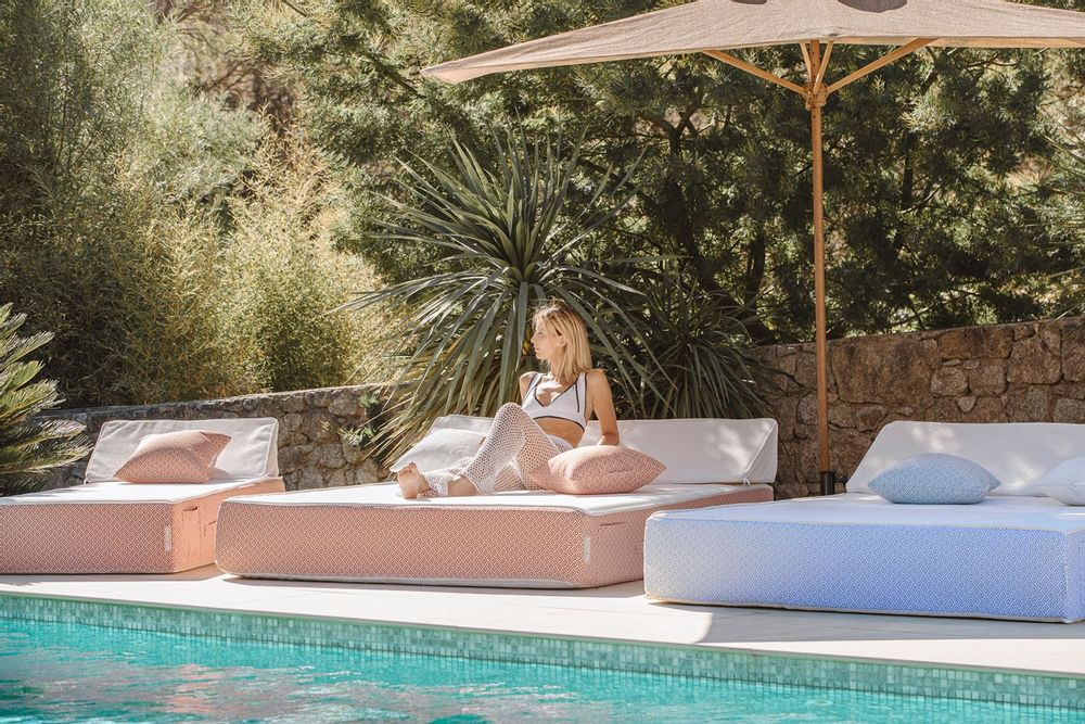 Deck chairs - Raffia effect 1 seater sun lounger - MX HOME