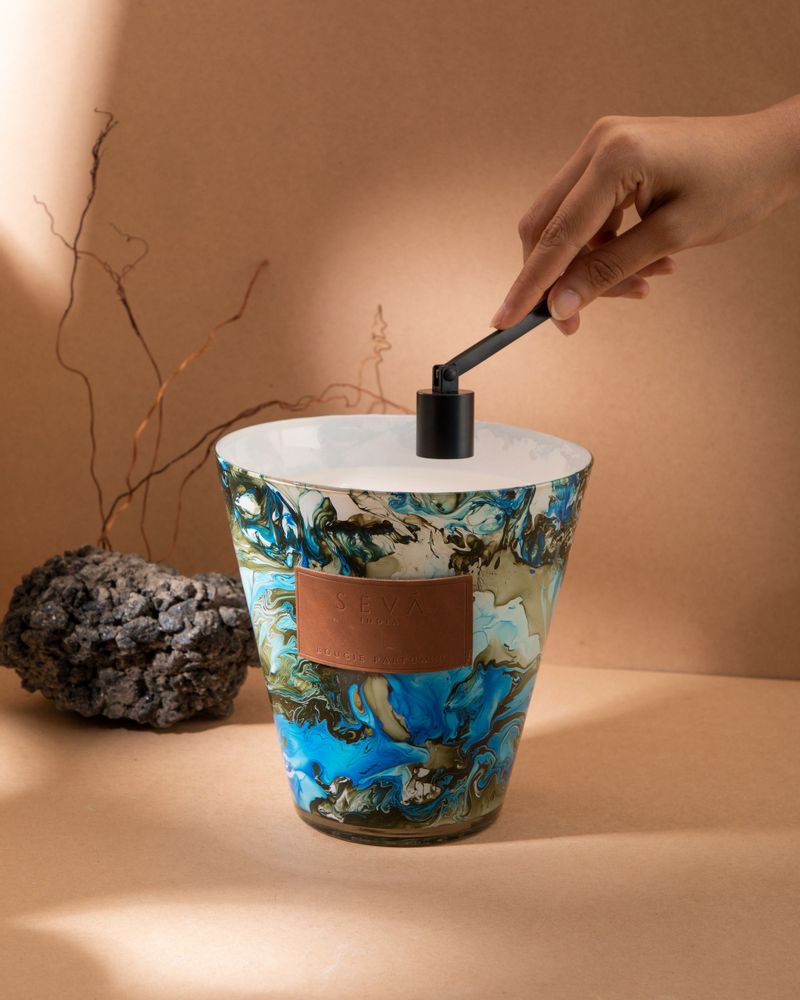 Bougies - Avante Garde - Grande - Aqua - Bougie pour décoration d'intérieur et comme cadeau - SEVA HOME