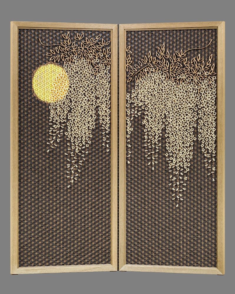 Partitions - Wisteria flowers at night - SHIOZAWA KUMIKO