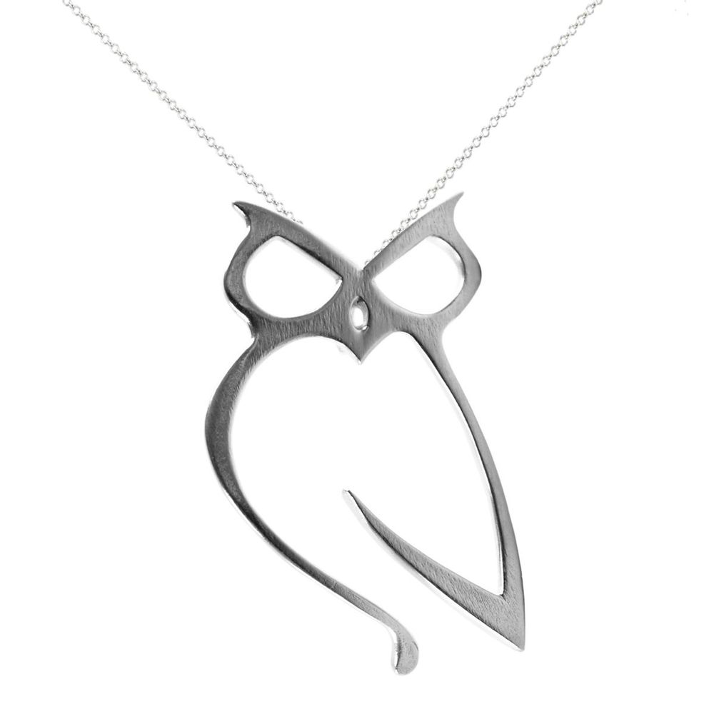 Bijoux - Collier minimaliste élégant avec pendentif en argent, hibou hellénique - MATTER.